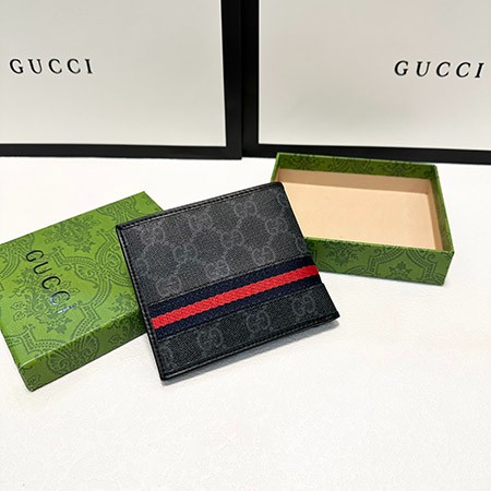 GUCCIオリジナルメンズ折り財布：質感抜群なPVCレザー素材、シンプルで大人の雰囲気