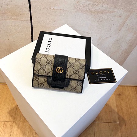 GUCCI、9885、ブラック、ピンク、専門店、最新、輸入牛革、高品質、多機能、小財布