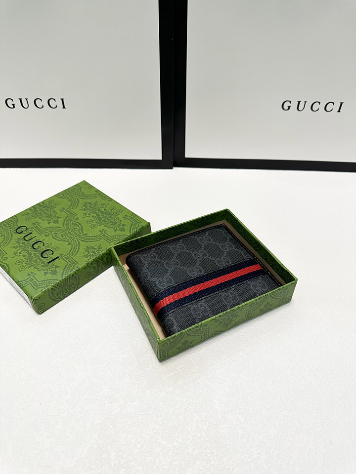 GUCCI、男性、短財布、二つ折り、PVC、レザー、シンプル、大人、ファッション、必須アイテム