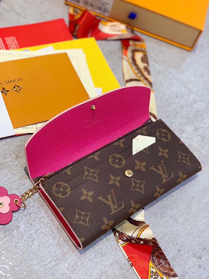 LV、エミリー、クラシック、財布、クローバー、花々、粉色レザー、モノグラム花模様、実用的、優雅、アップグレード版