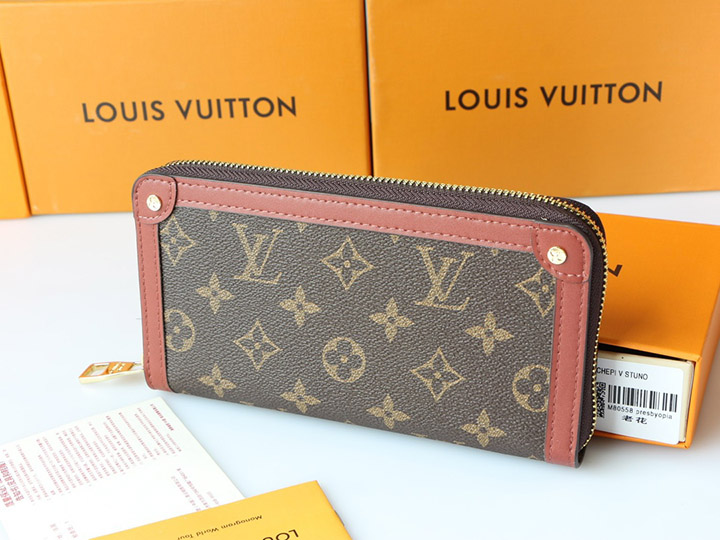 LV、クラシック、ファスナーウォレット、Trunk、男性用、Soft Trunk、行李箱、デザイン、皮革、鋲、内部間仕切り、信用カードスロット、紙幣収納