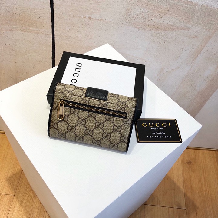 GUCCI、9885、ブラック、ピンク、専門店、最新、輸入牛革、高品質、多機能、小財布